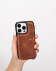 Fermo Funda de cuero para teléfono con billetera cruzada para iPhone 15 Pro