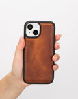 Funda de cuero Lucca Snap On para iPhone 15