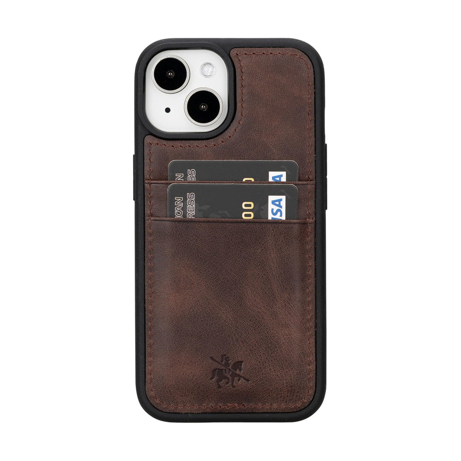 Funda tipo billetera de cuero Capri Snap On para iPhone 15