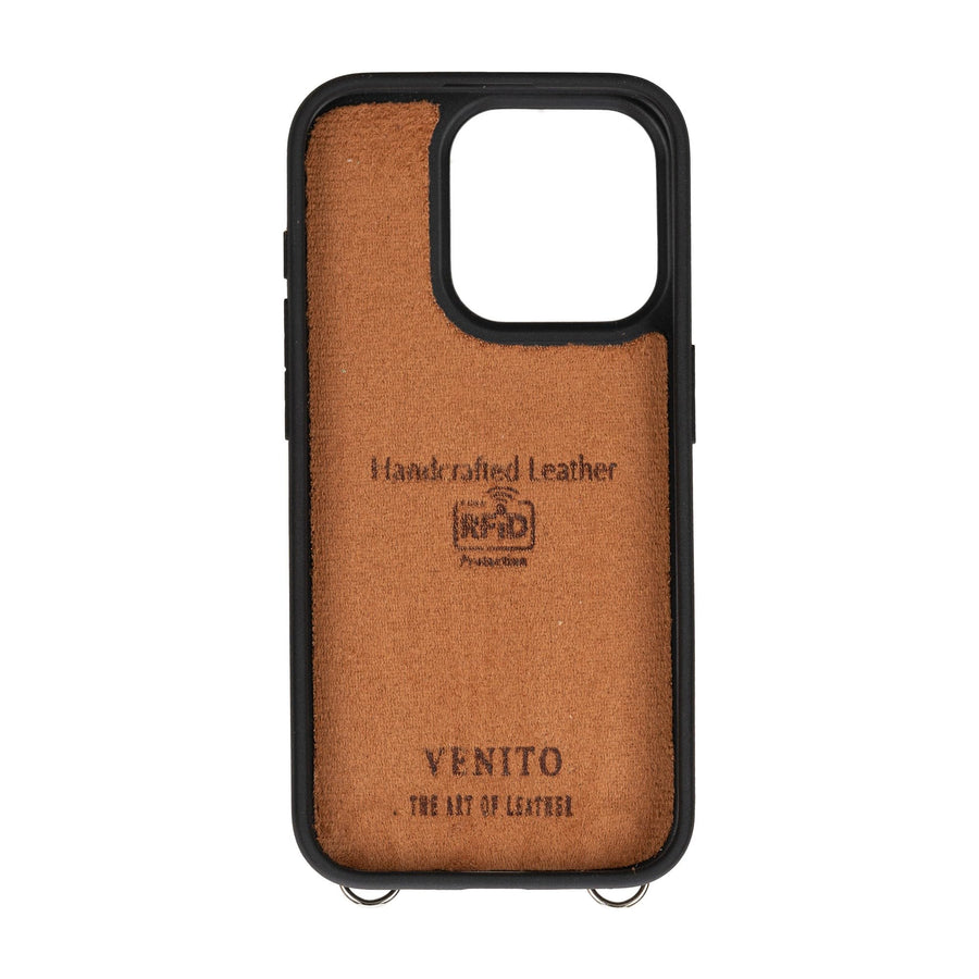 Fermo Funda de cuero para teléfono con billetera cruzada para iPhone 15 Pro