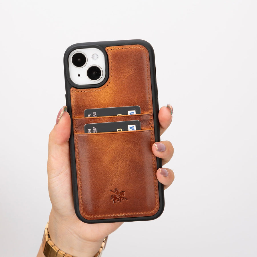 Funda tipo billetera de cuero Capri Snap On para iPhone 15 Plus