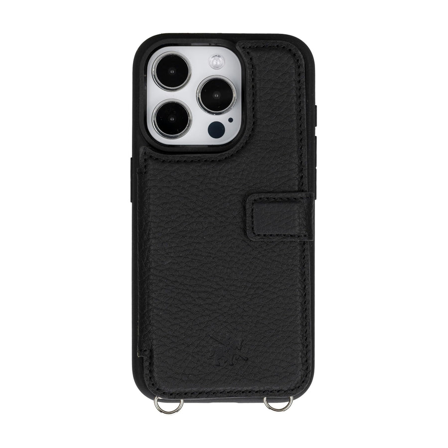 Fermo Funda de cuero para teléfono con billetera cruzada para iPhone 15 Pro