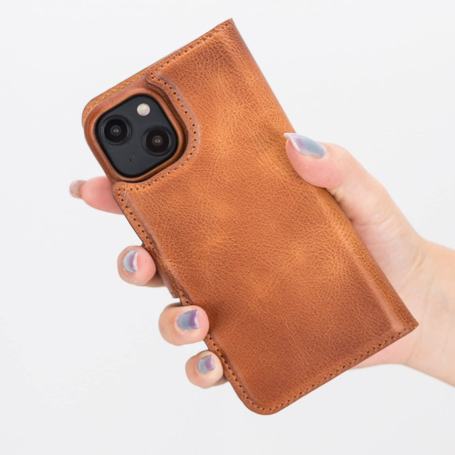 Funda tipo billetera de cuero con bloqueo RFID Florence para iPhone 14