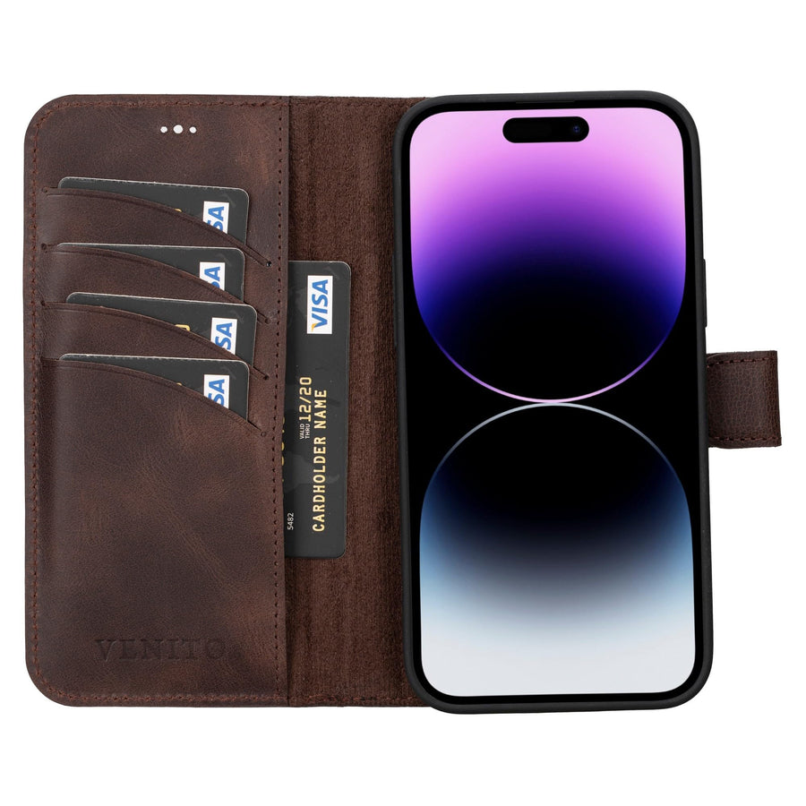 Funda tipo billetera de cuero desmontable con bloqueo RFID Ravenna para iPhone 15 Plus