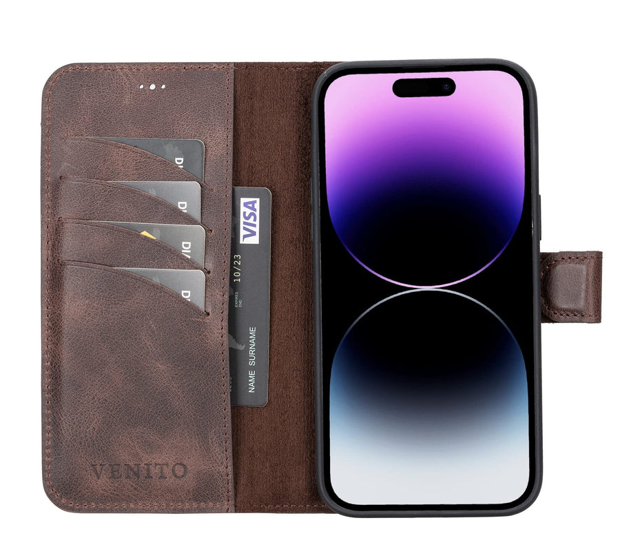 Funda tipo cartera de cuero desmontable con bloqueo RFID Ravenna para iPhone 14 Pro Max