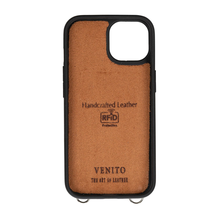 Fermo Funda de cuero para teléfono con billetera cruzada para iPhone 15