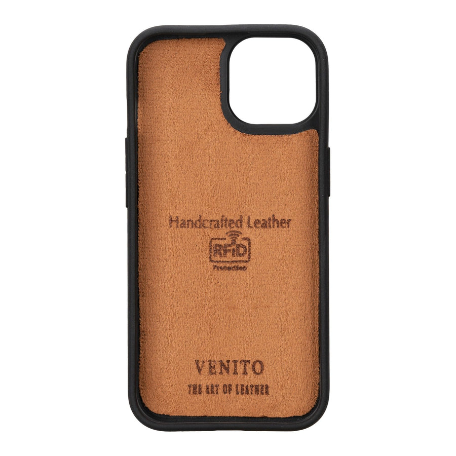 Funda tipo billetera de cuero Capri Snap On para iPhone 15