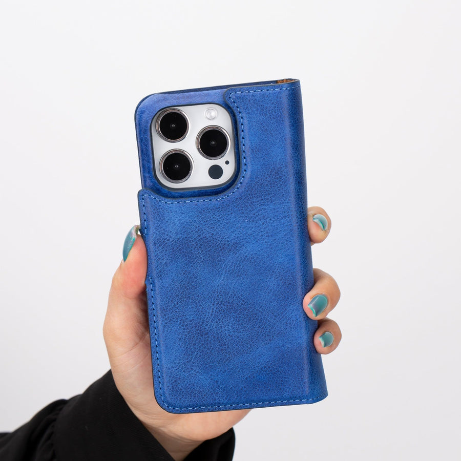 Funda tipo billetera de cuero con bloqueo RFID Florence para iPhone 15 Pro