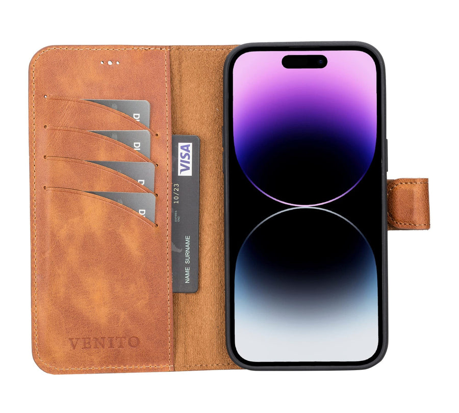 Funda tipo cartera de cuero desmontable con bloqueo RFID Ravenna para iPhone 14 Pro Max