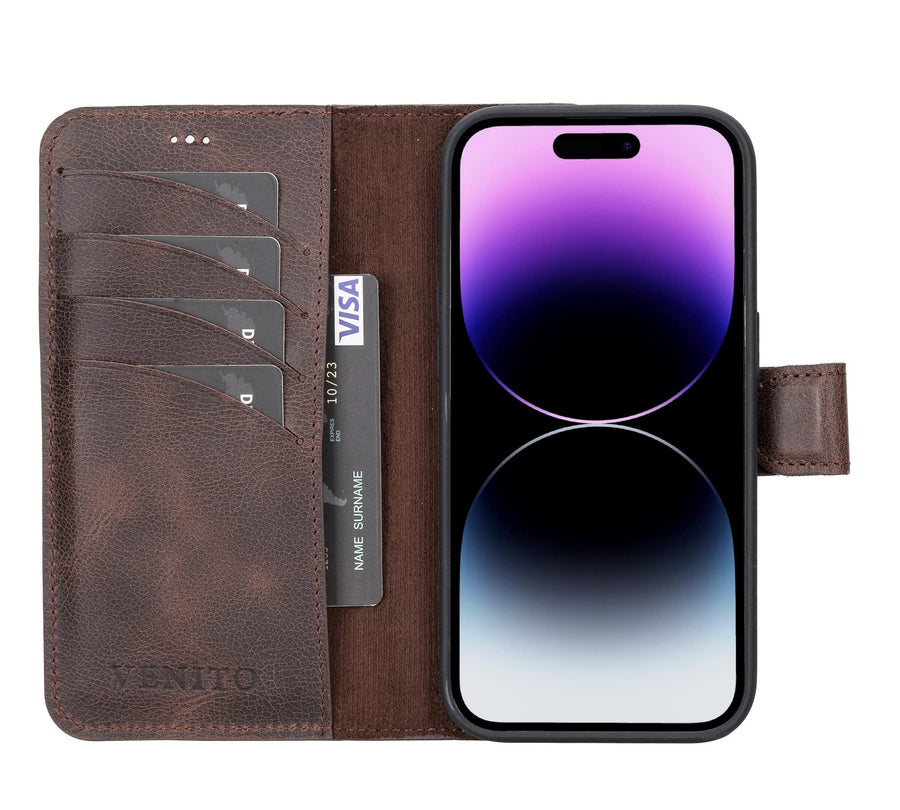 Funda tipo billetera de cuero desmontable con bloqueo RFID Ravenna para iPhone 14 Pro