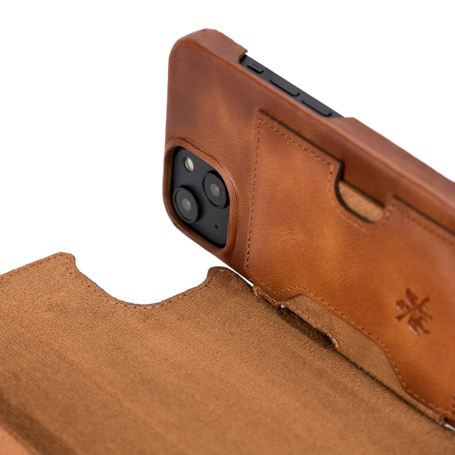 Funda tipo billetera de cuero con bloqueo RFID Florence para iPhone 14