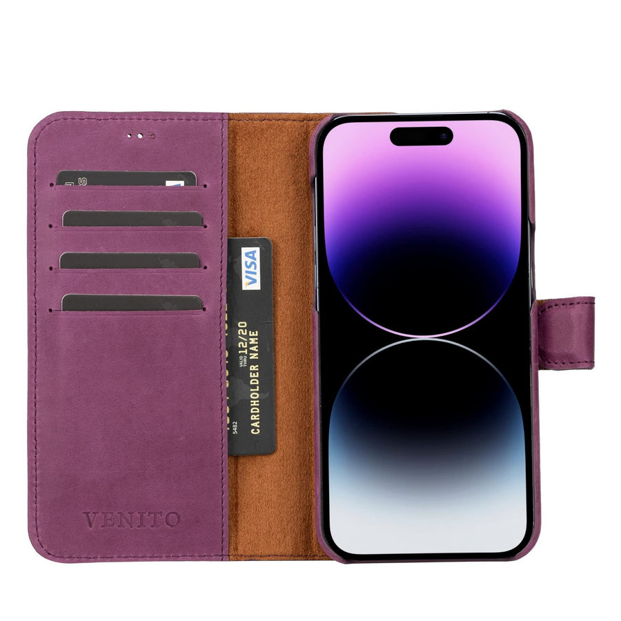 Funda tipo billetera de cuero con bloqueo RFID Florence para iPhone 14 Pro