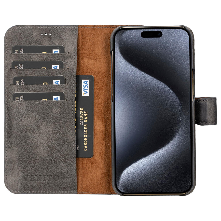 Funda tipo billetera de cuero con bloqueo RFID Florence para iPhone 15 Pro Max