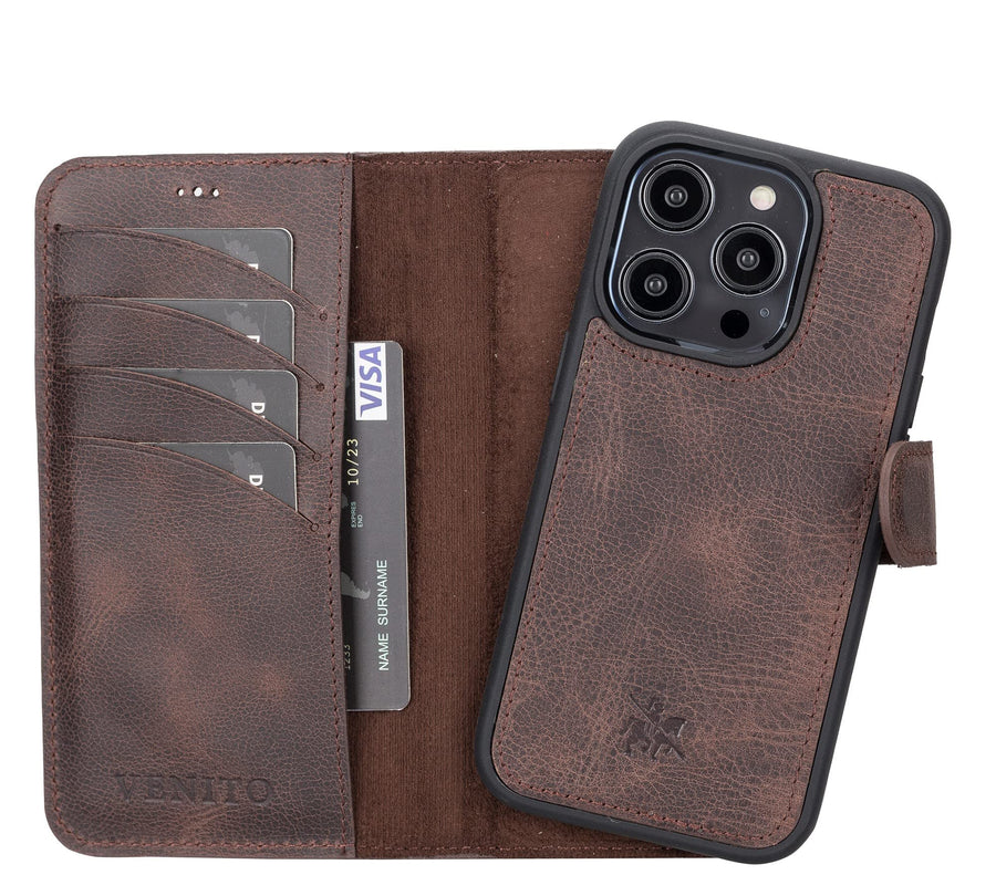 Funda tipo billetera de cuero desmontable con bloqueo RFID Ravenna para iPhone 14 Pro