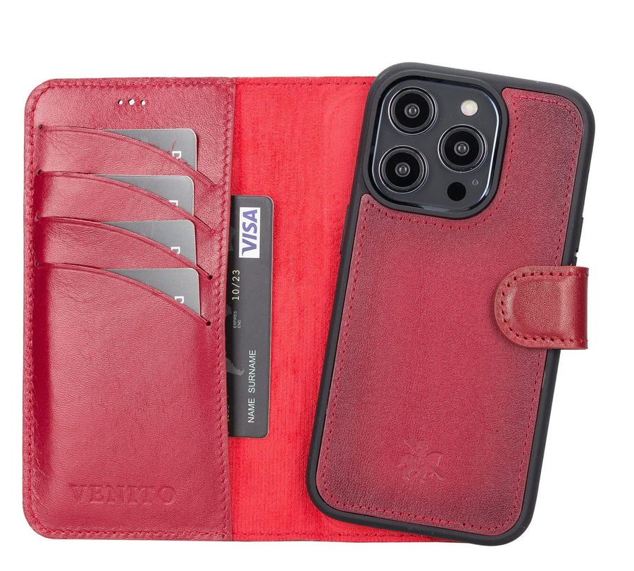 Funda tipo billetera de cuero desmontable con bloqueo RFID Ravenna para iPhone 14 Pro