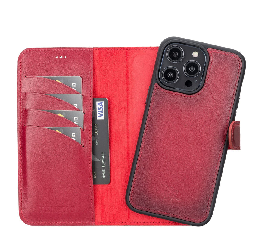 Funda tipo cartera de cuero desmontable con bloqueo RFID Ravenna para iPhone 14 Pro Max