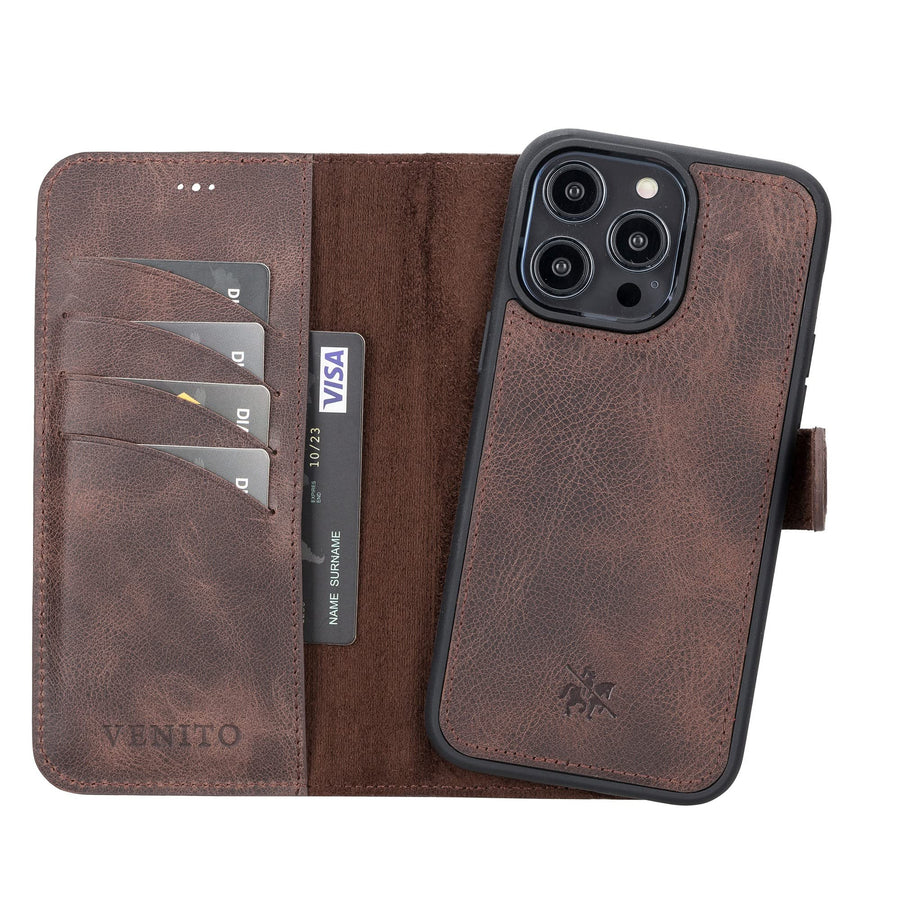 Funda tipo cartera de cuero desmontable con bloqueo RFID Ravenna para iPhone 14 Pro Max