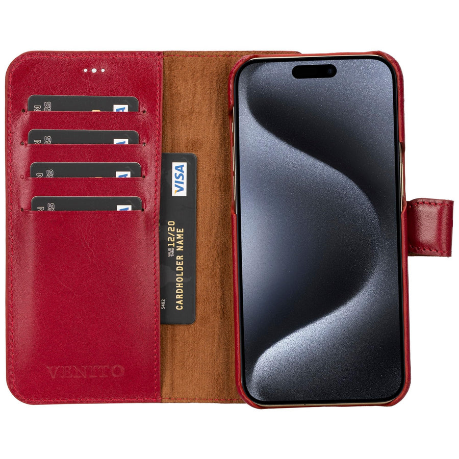 Funda tipo billetera de cuero con bloqueo RFID Florence para iPhone 15 Pro Max