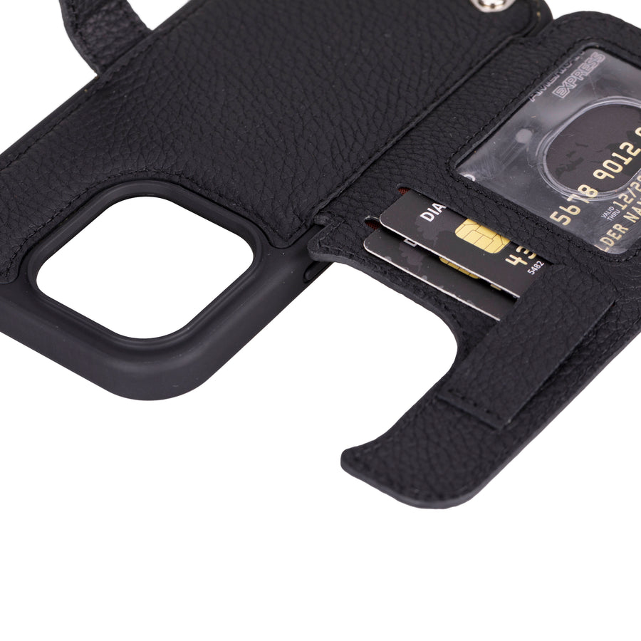 Fermo Funda de cuero para teléfono con billetera cruzada para iPhone 15 Pro Max