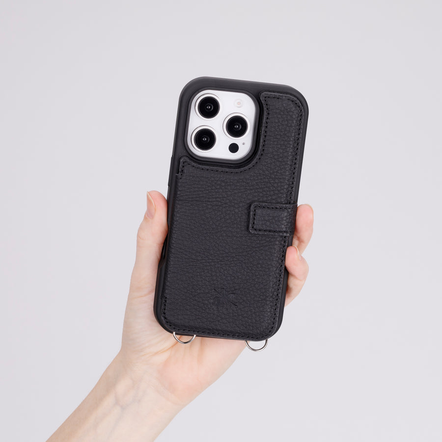 Fermo Funda de cuero para teléfono con billetera cruzada para iPhone 15 Pro Max