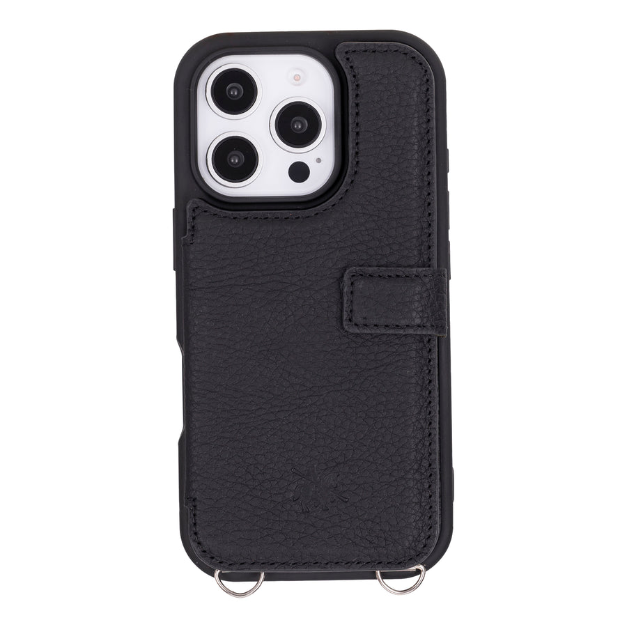 Fermo Funda de cuero para teléfono con billetera cruzada para iPhone 15 Pro Max