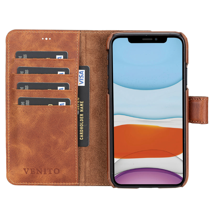 Funda tipo billetera de cuero con bloqueo RFID Florence para iPhone 11