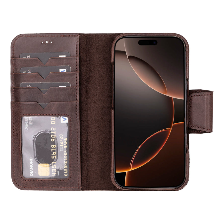 Vicenza RFID Blocking Detachable Leather Wallet Case for iPhone 16 Pro