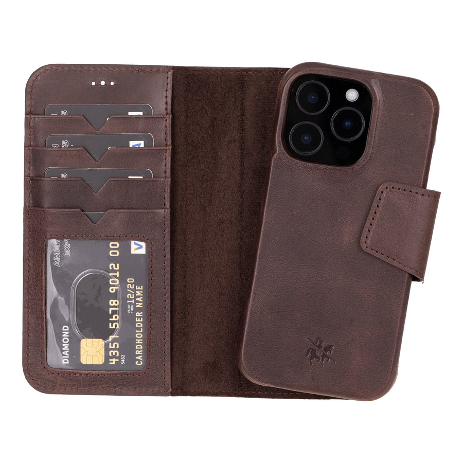 Vicenza RFID Blocking Detachable Leather Wallet Case for iPhone 16 Pro