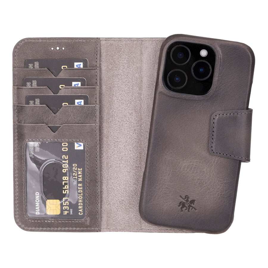 Vicenza RFID Blocking Detachable Leather Wallet Case for iPhone 16 Pro