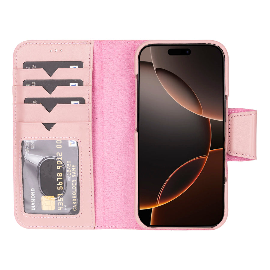 Vicenza RFID Blocking Detachable Leather Wallet Case for iPhone 16 Pro