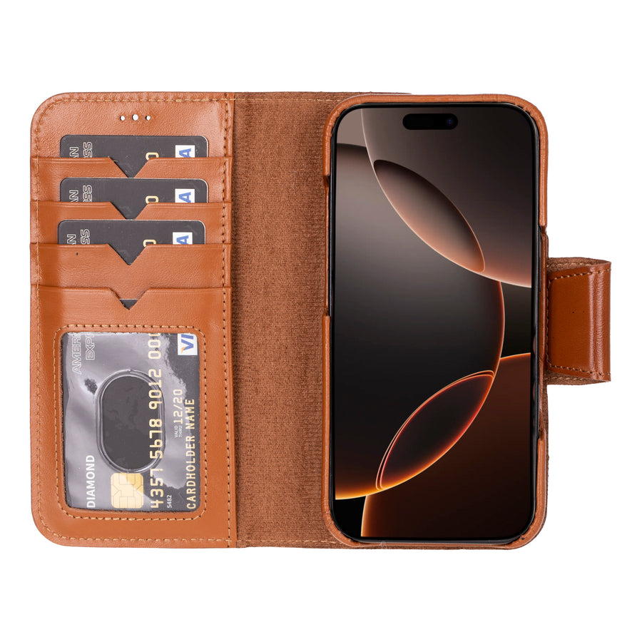 Vicenza RFID Blocking Detachable Leather Wallet Case for iPhone 16 Pro