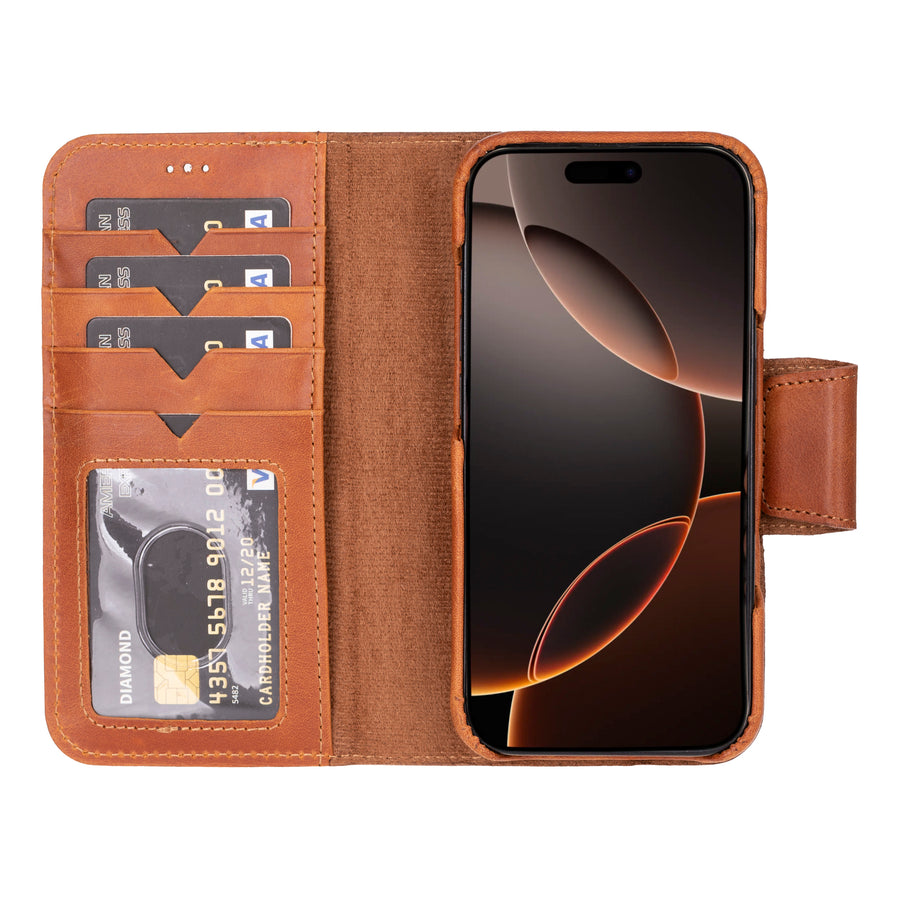 Vicenza RFID Blocking Detachable Leather Wallet Case for iPhone 16 Pro