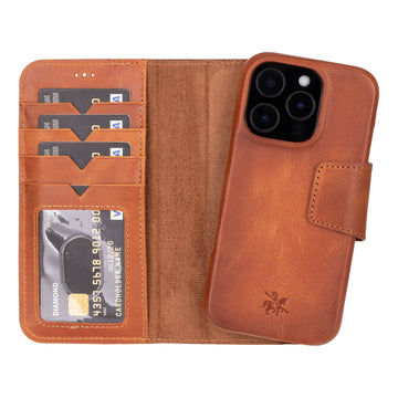 Vicenza RFID Blocking Detachable Leather Wallet Case for iPhone 16 Pro