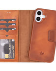 Vicenza RFID Blocking Detachable Leather Wallet Case for iPhone 16 Plus