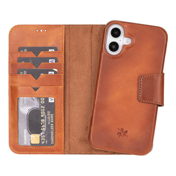 Vicenza RFID Blocking Detachable Leather Wallet Case for iPhone 16 Plus