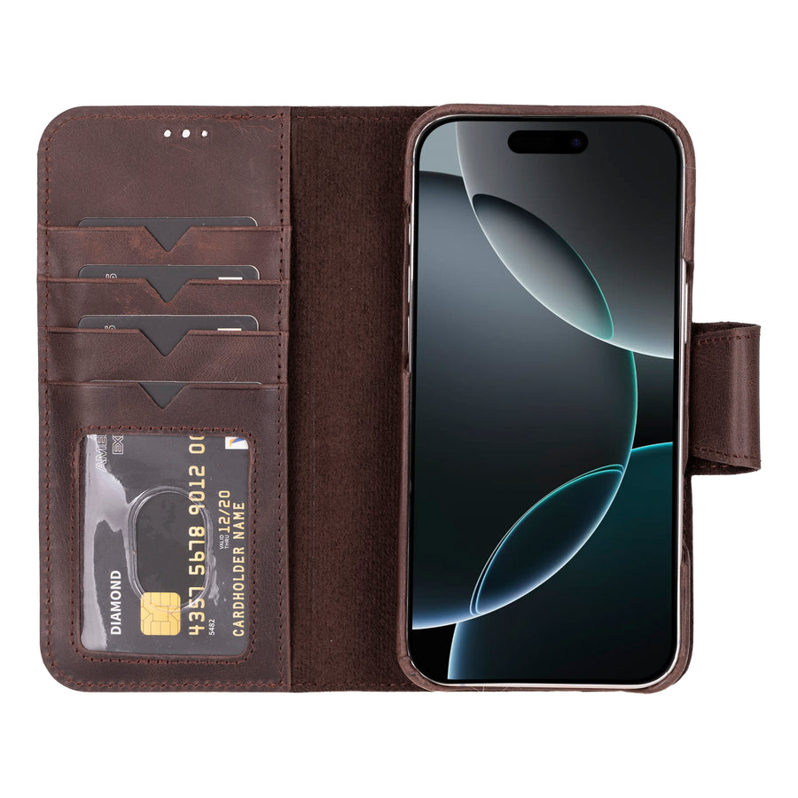 Vicenza RFID Blocking Detachable Leather Wallet Case for iPhone 16 Plus