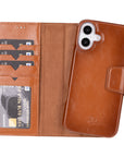 Vicenza RFID Blocking Detachable Leather Wallet Case for iPhone 16 Plus