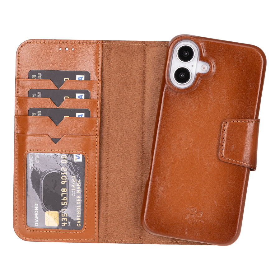 Vicenza RFID Blocking Detachable Leather Wallet Case for iPhone 16 Plus