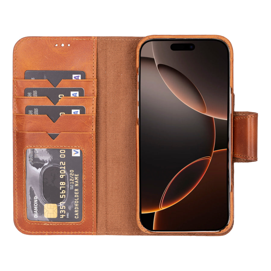 Vicenza RFID Blocking Detachable Leather Wallet Case for iPhone 16 Pro Max