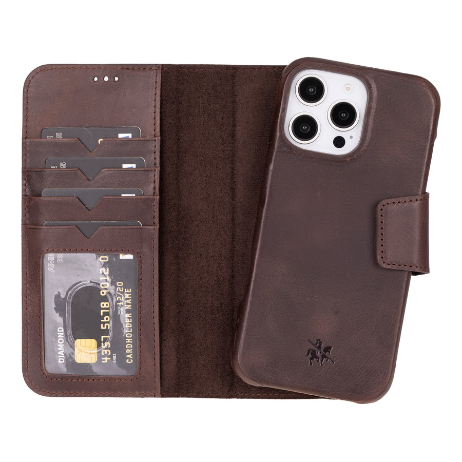 Vicenza RFID Blocking Detachable Leather Wallet Case for iPhone 16 Pro Max