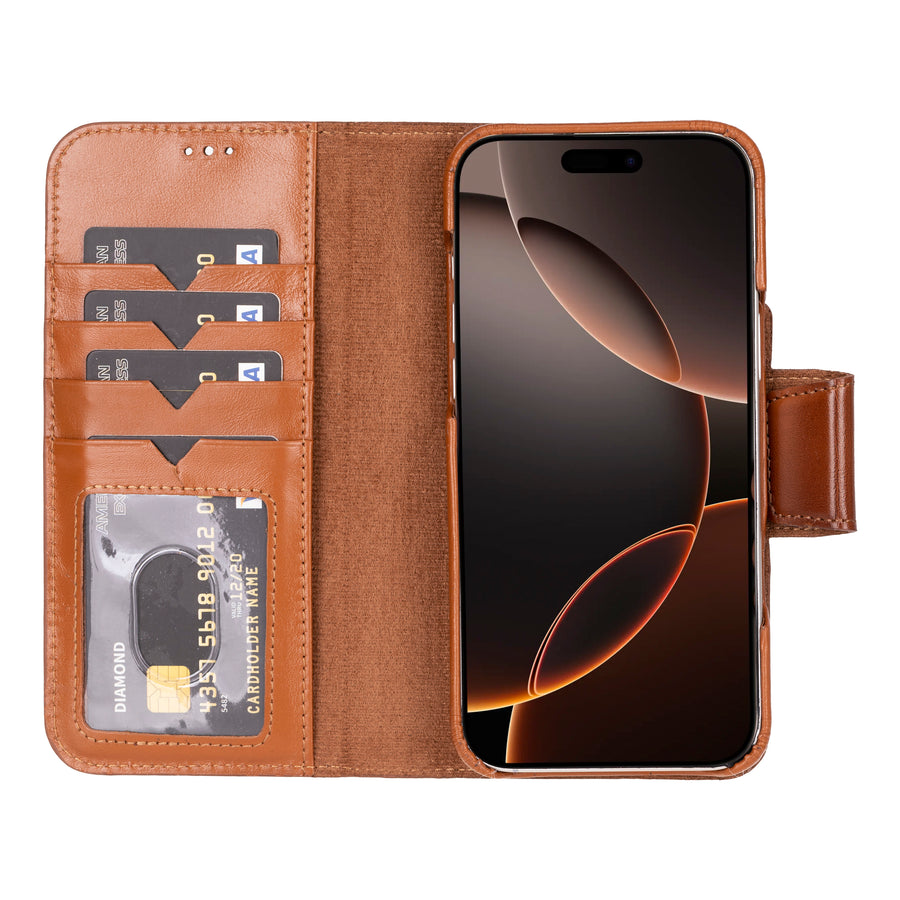 Vicenza RFID Blocking Detachable Leather Wallet Case for iPhone 16 Pro Max