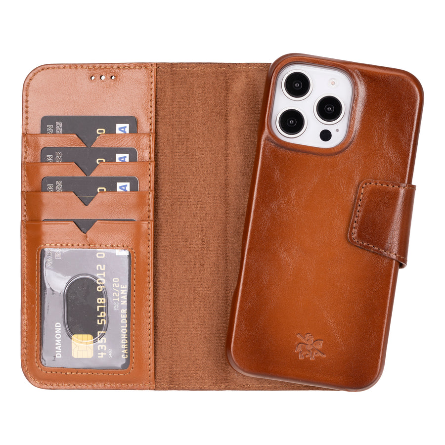 Vicenza RFID Blocking Detachable Leather Wallet Case for iPhone 16 Pro