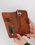 Vicenza RFID Blocking Detachable Leather Wallet Case for iPhone 16 Plus