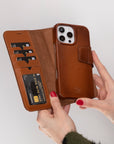 Vicenza RFID Blocking Detachable Leather Wallet Case for iPhone 16 Pro Max