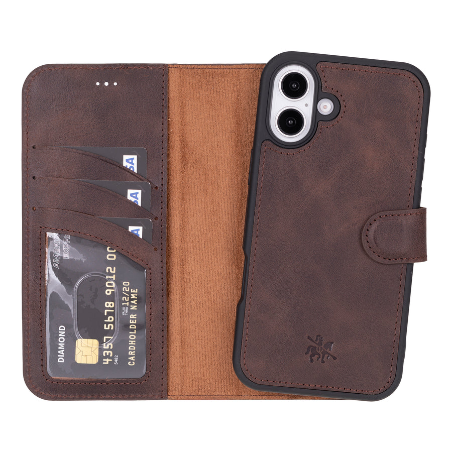 Ravenna RFID Blocking Detachable Leather Wallet Case for iPhone 16 Plus