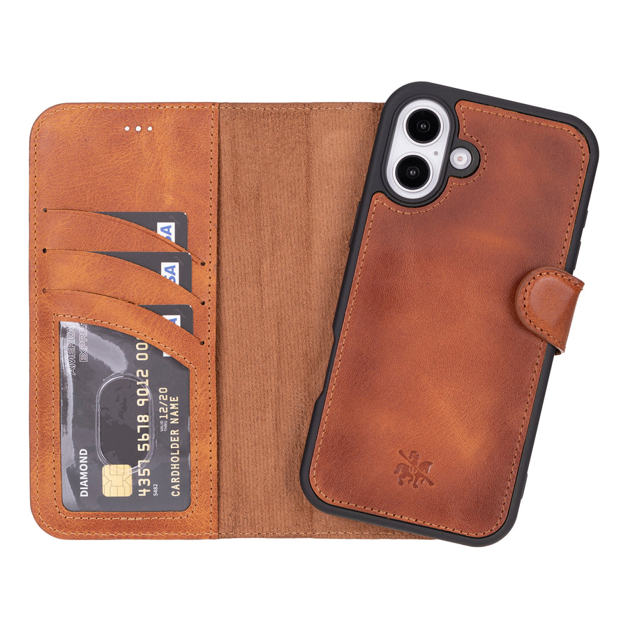 Ravenna RFID Blocking Detachable Leather Wallet Case for iPhone 16 Plus