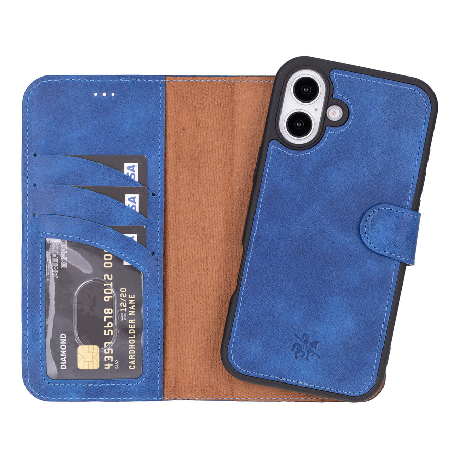 Ravenna RFID Blocking Detachable Leather Wallet Case for iPhone 16 Plus