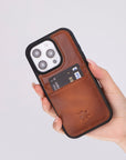 Funda tipo billetera de cuero Capri Snap On para iPhone 15 Pro