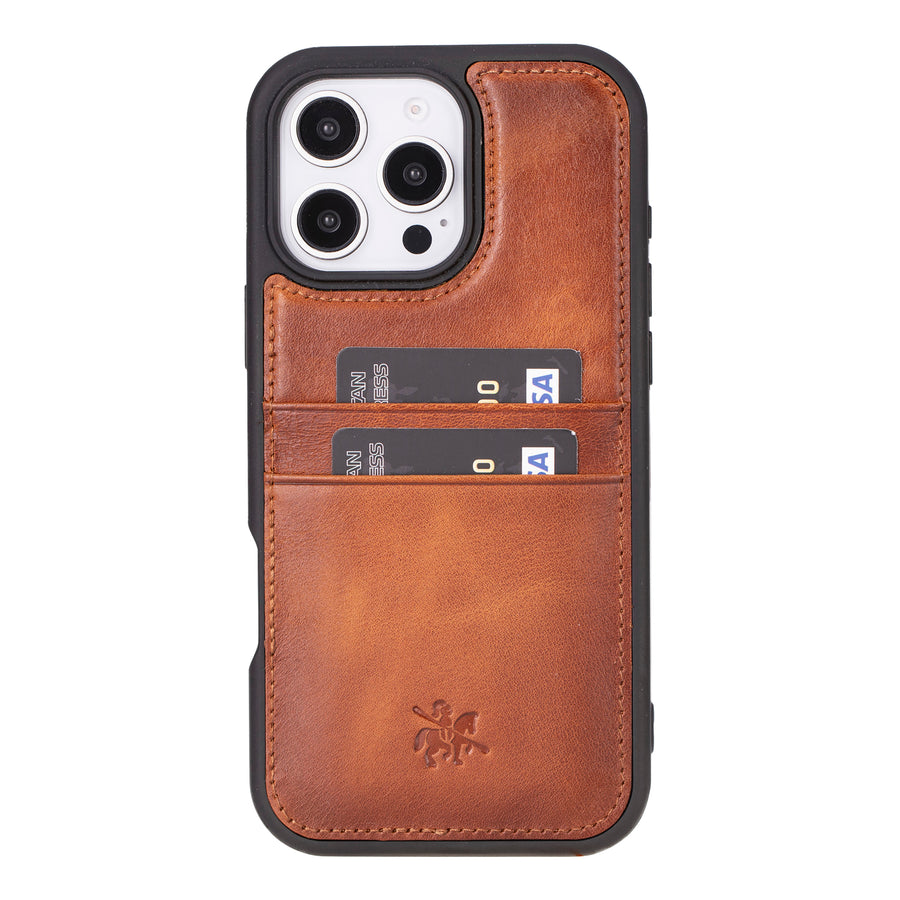 Funda tipo billetera de cuero Capri Snap On para iPhone 15 Pro Max