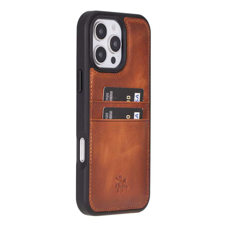 Funda tipo billetera de cuero Capri Snap On para iPhone 15 Pro